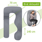 Pernă pentru gravide cu braț detașabil, 140 cm